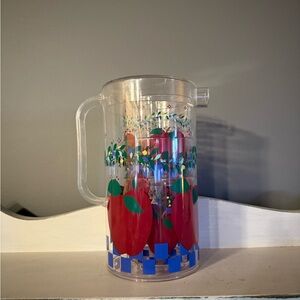 Clear Pitcher with Red Apple Design